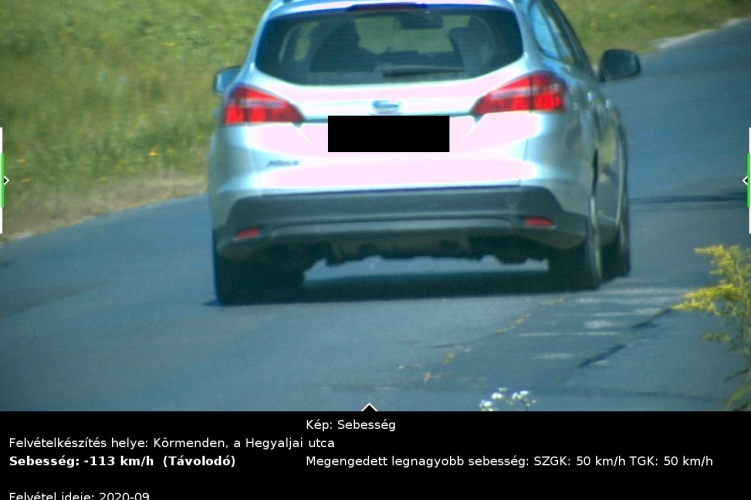 Negatív rekord lakott területen belül – 50 km/h helyett 113 km/h sebességgel közlekedett a sofőr
