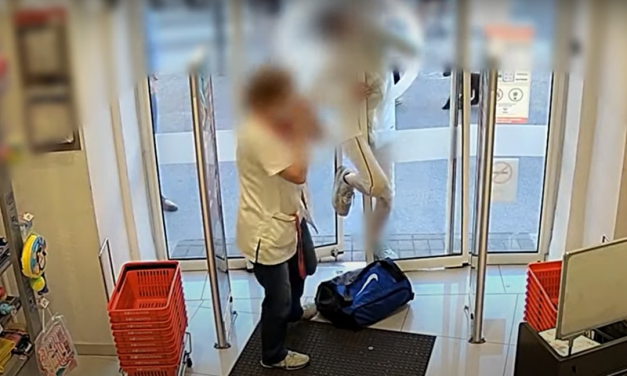 Beszorult a feje a szerencsétlen tolvajnak a fotocellás ajtóba, döbbenetes videó az esetről