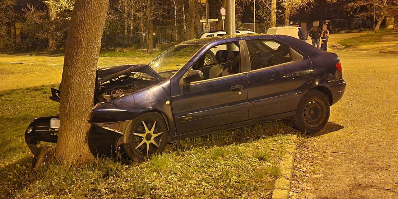 Tini barátnőjét tanította vezetni egy fiatal fiú Budapesten: felcsavarodtak egy fára – Fotók a helyszínről