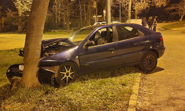 Tini barátnőjét tanította vezetni egy fiatal fiú Budapesten: felcsavarodtak egy fára – Fotók a helyszínről