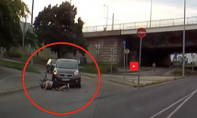 Videón, ahogy elgázolják a biciklist a 3. kerületben